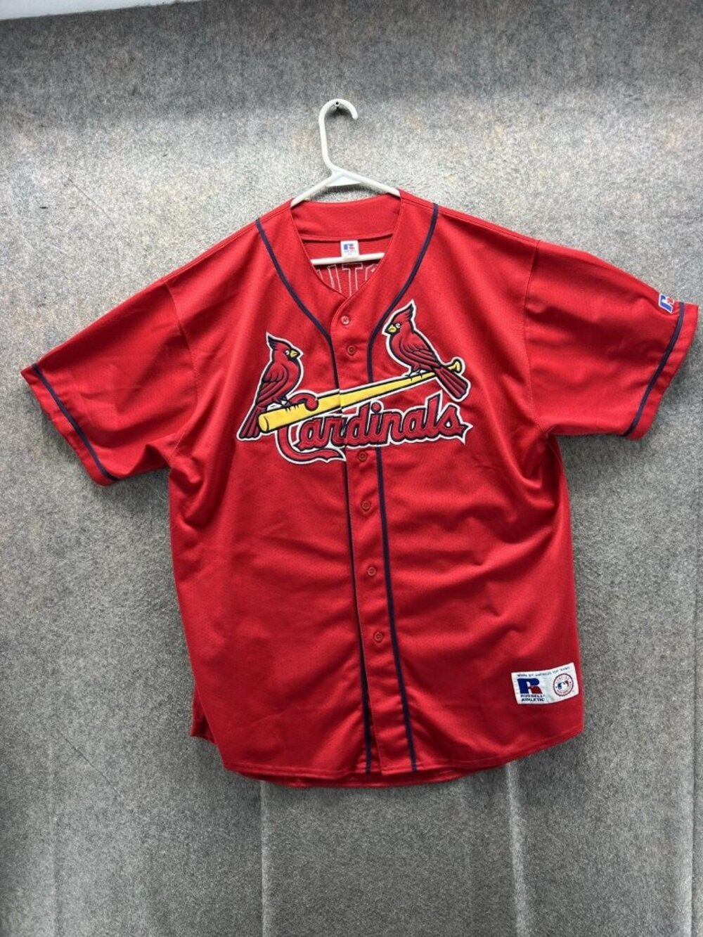 Vintage St Louis Cardinals Jersey Mens 2XL Red MLB Baseball Russell Athletic